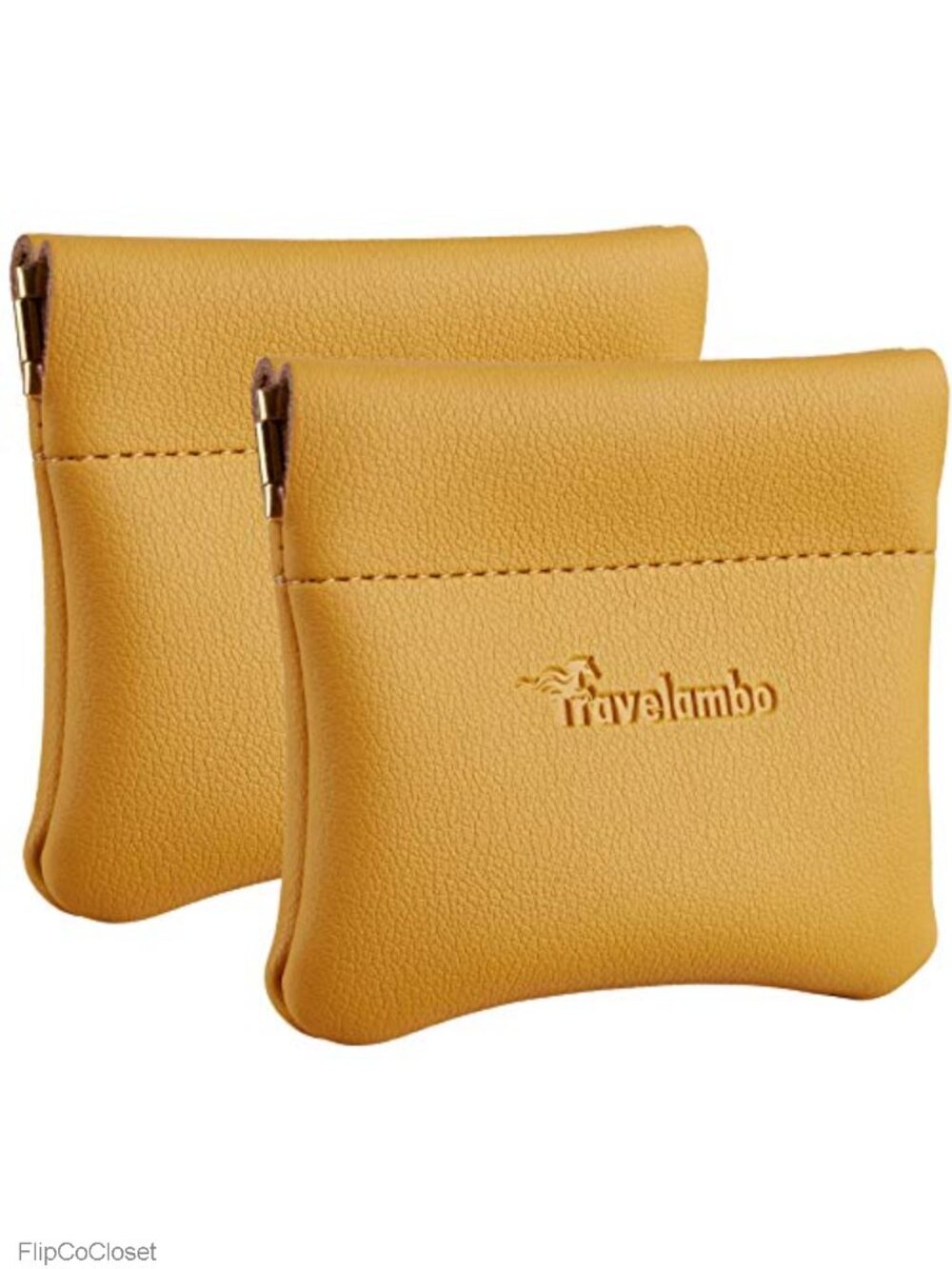 Faux Leather Squeeze Coin Purse Change Holder 2-Pack for Men & Women